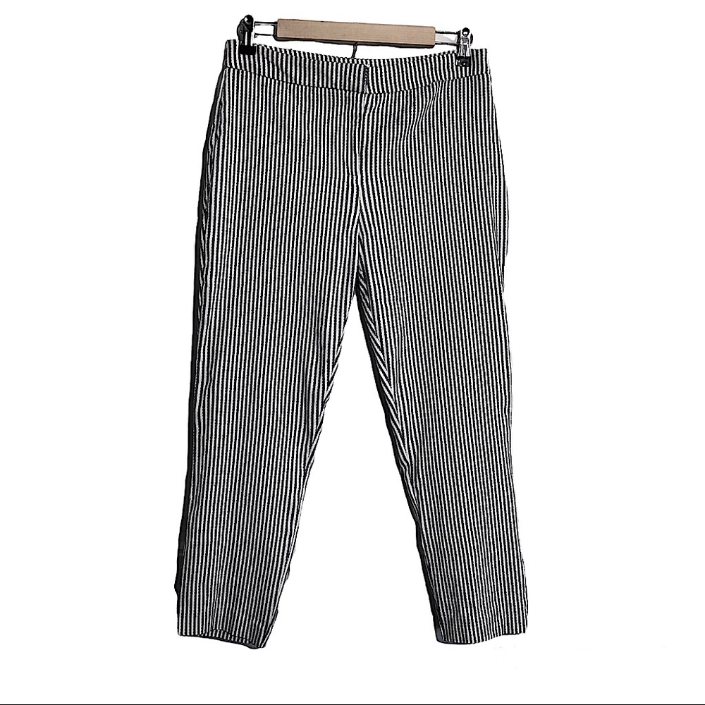 Rachel Zoe Navy‎ Blue & White Stripe Very Stretchy Crop Pants 8